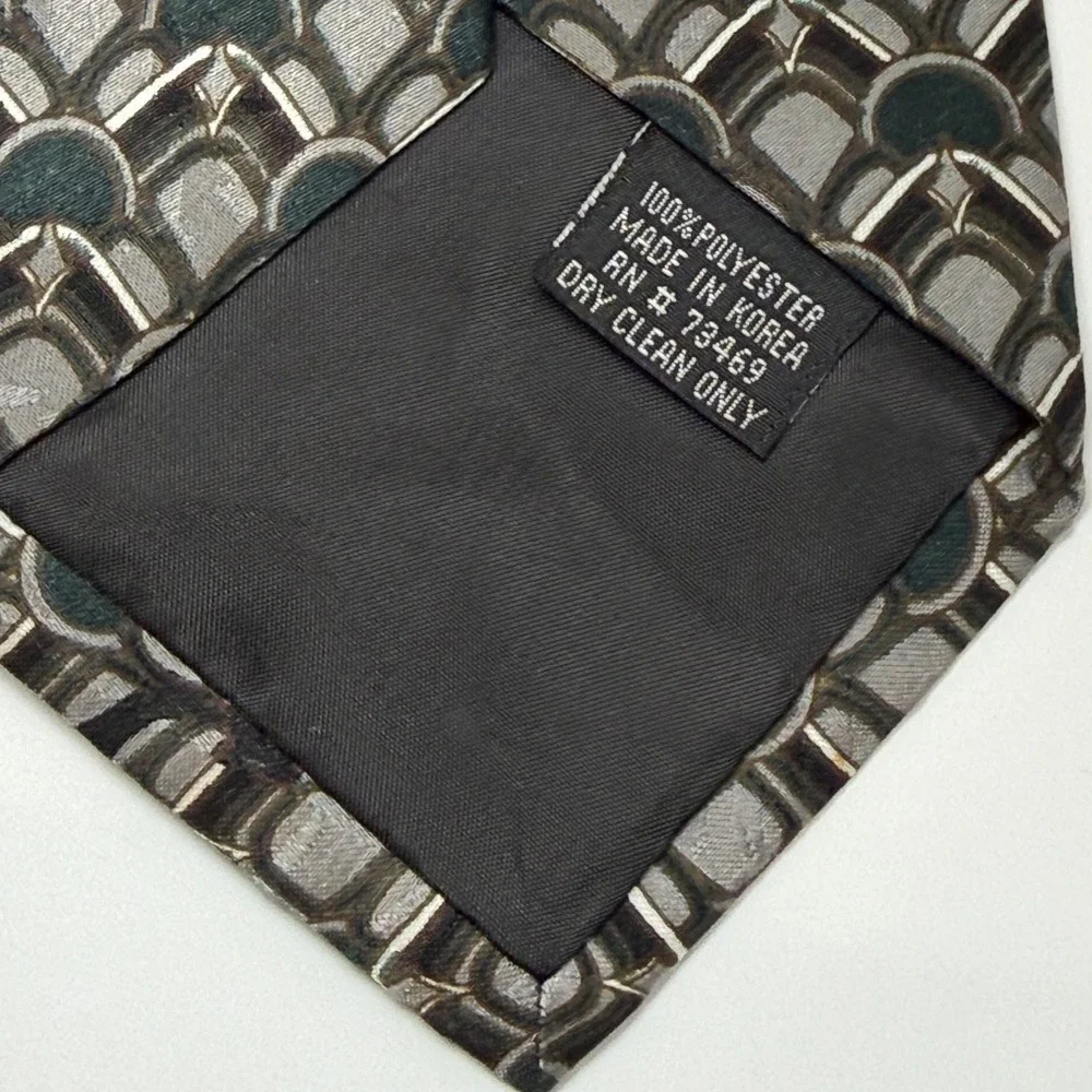 Looney Tunes Mania Tie OS Vintage 90s Bugs Bunny Daffy Duck Grey Geometric Retro